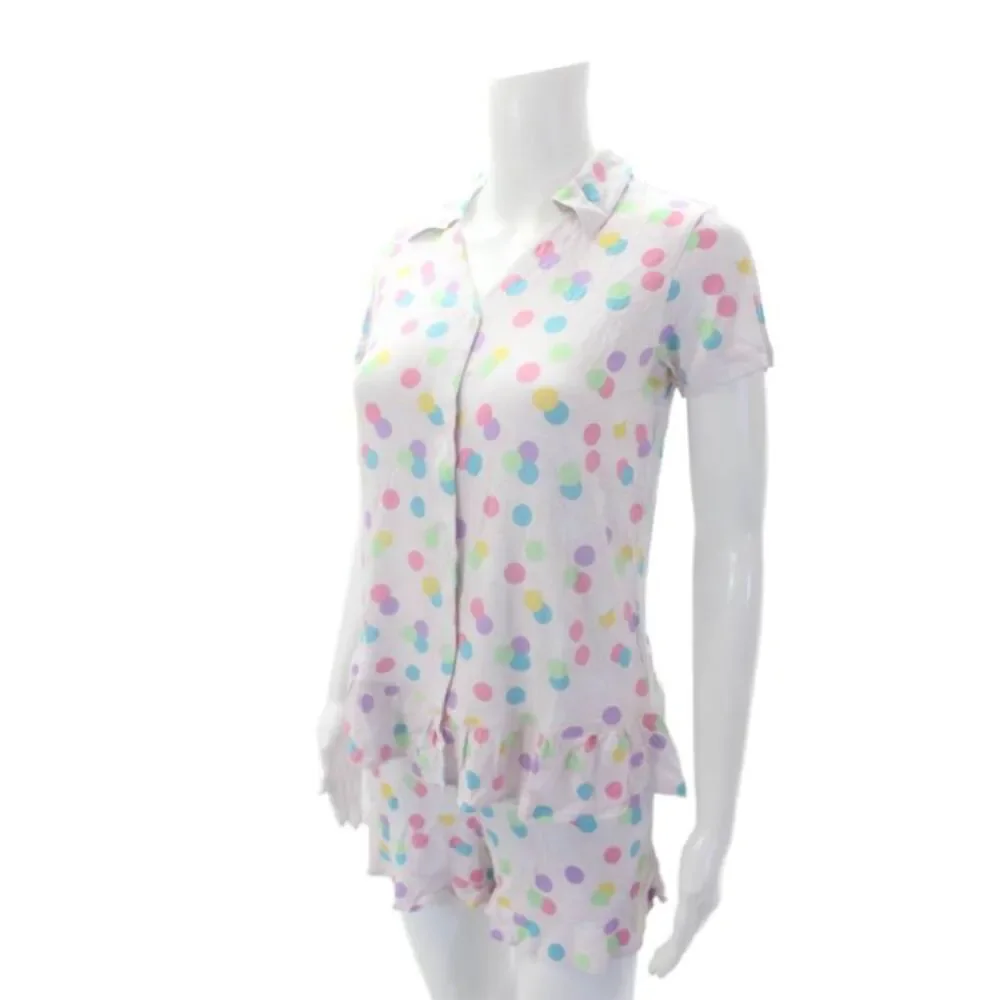 Emerson Road Womens Polka Dot Sleep Shirt Pajama Set Pink Combo Size XS